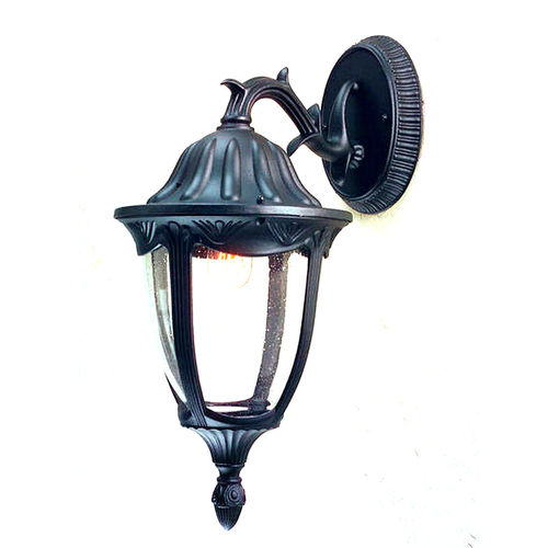 Outdoor Wall Light, Round Design in Black – Lincoln Down - 1 Light